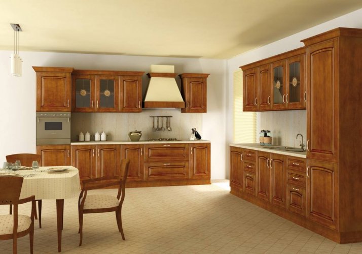 Ceviz Ahşap Kaplama Mutfak Dolabı