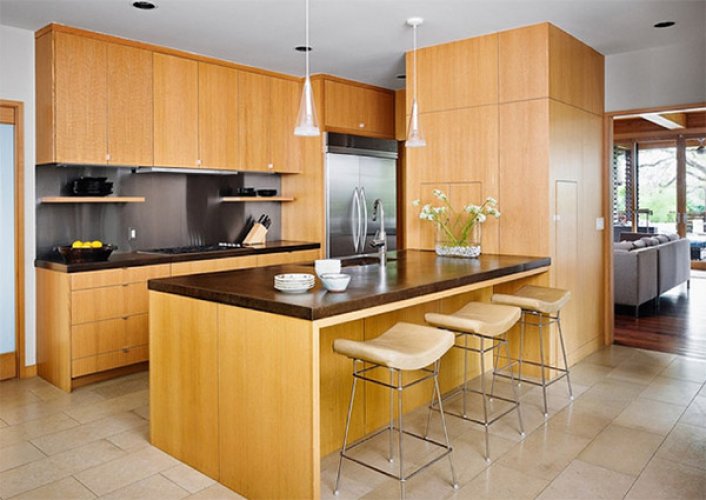 Kayın Renkli Ahşap Mutfak Dolabı