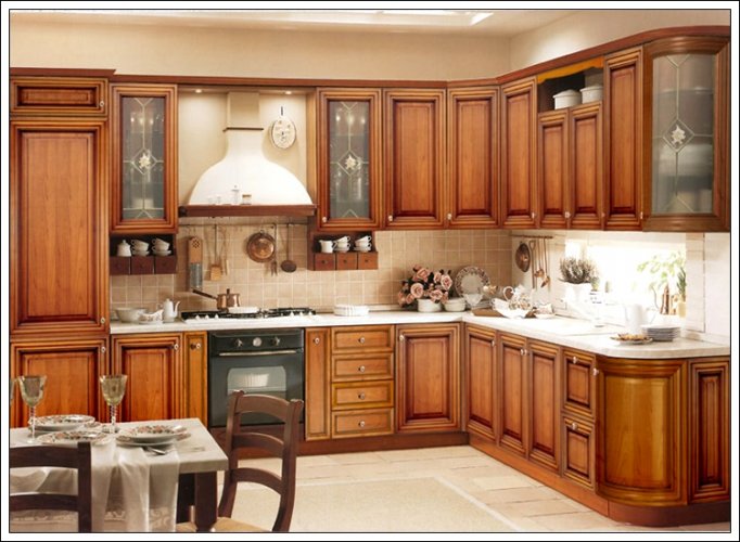 Ceviz Renkli Ahşap Mutfak Dolabı