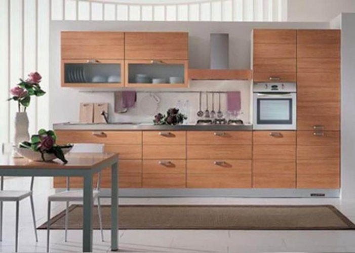 Ahşap Kaplamalı Düz Küçük Mutfak Dolabı